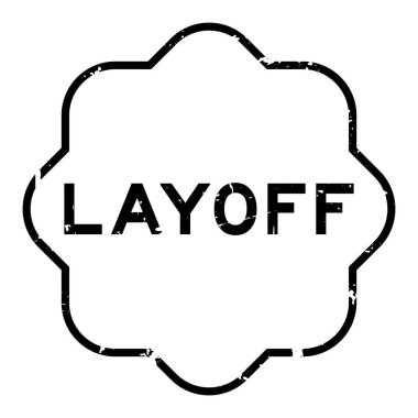 Grunge siyah işten çıkarma kelimesi beyaz arka planda lastik mühür damgası