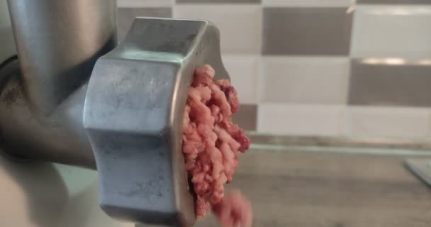 Electric Meat Grinder Grinds Meat Minced Meat — Stock Video