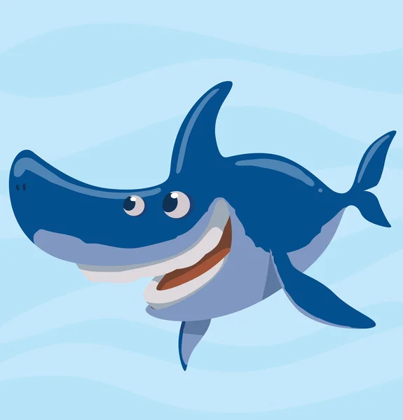 Funny happy blue shark — Stock Vector