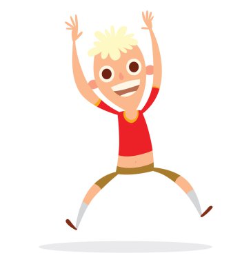 Komik çocuk atlama ve gülümseyen