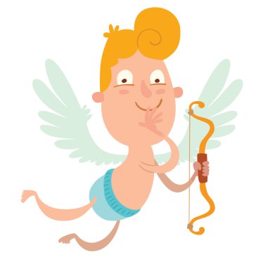 Sevimli küçük cupid gülümseyerek 