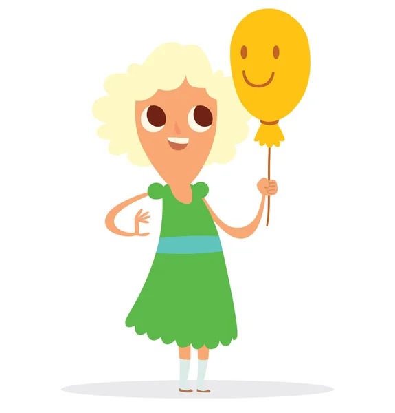 Funny girl with yellow balloon — Stock Vector