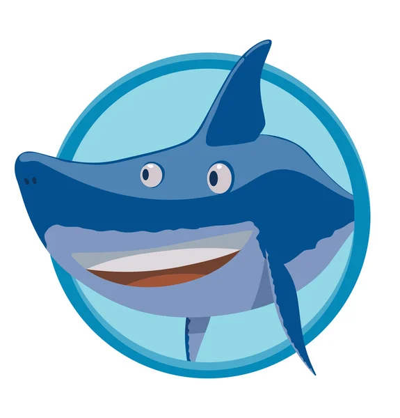 Frame with funny curious blue shark — Stock Vector