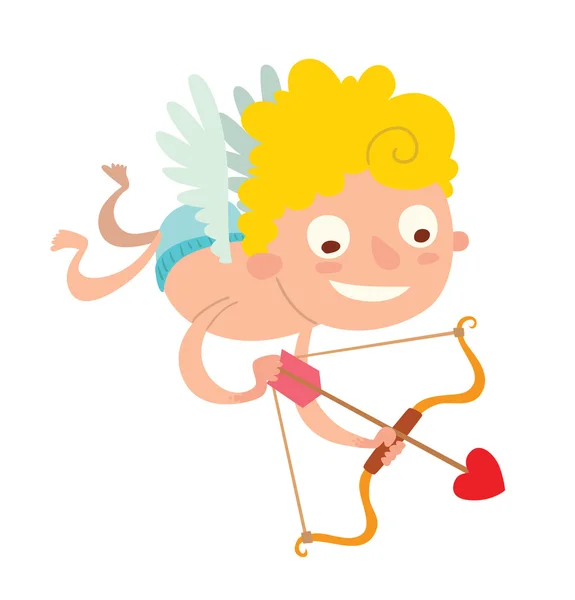 Cute little cupid flying down — Stock Vector