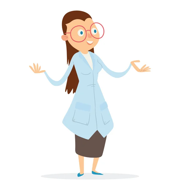 Woman scientist with long brown hair