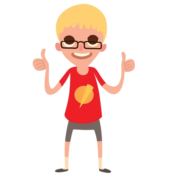 Смешной маленький мальчик в очках с светлыми волосами — стоковый вектор