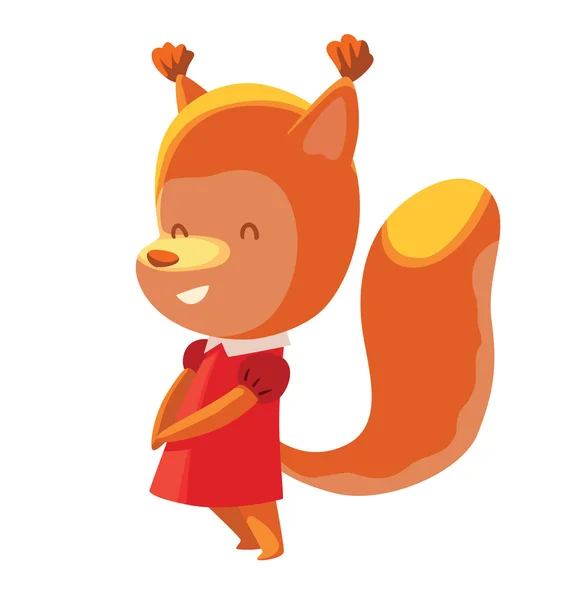Mignon petit écureuil orange - écolière — Image vectorielle
