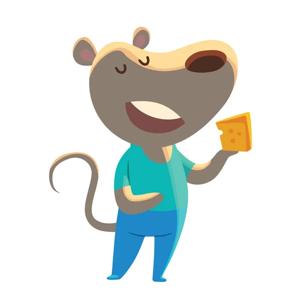 Χαριτωμένο μικρό γκρι ποντίκι-μαθητής — Διανυσματικό Αρχείο