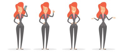 İş kadını uzun kızıl saçlı kümesi