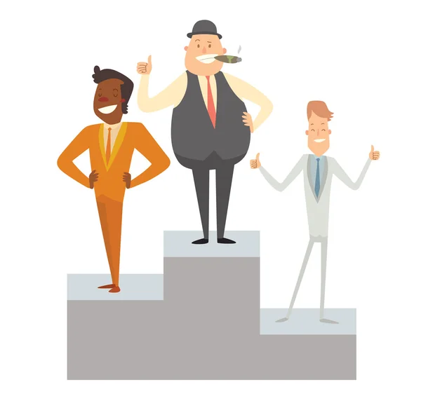 Businessmen on the victory podium — Stock Vector