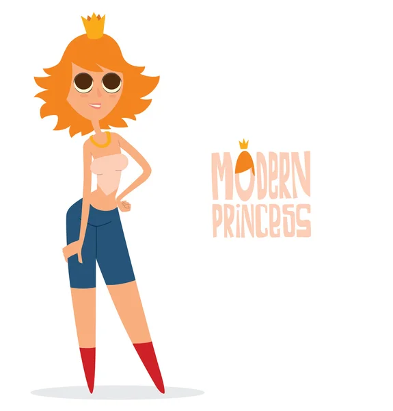 Moderna princess med ingefära hår — Stock vektor