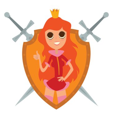 Yellow frame, modern princess with long red hair