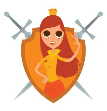 Yellow frame, modern princess with long brown-red