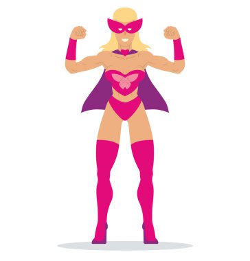 Pembe maske içinde kadın süper kahraman