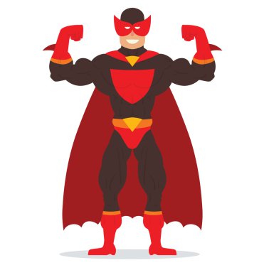 Kırmızı maskeli ve pelerinli süper kahraman