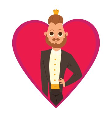 Pembe çerçeve, kahverengi saçlı ve sakallı modern prens