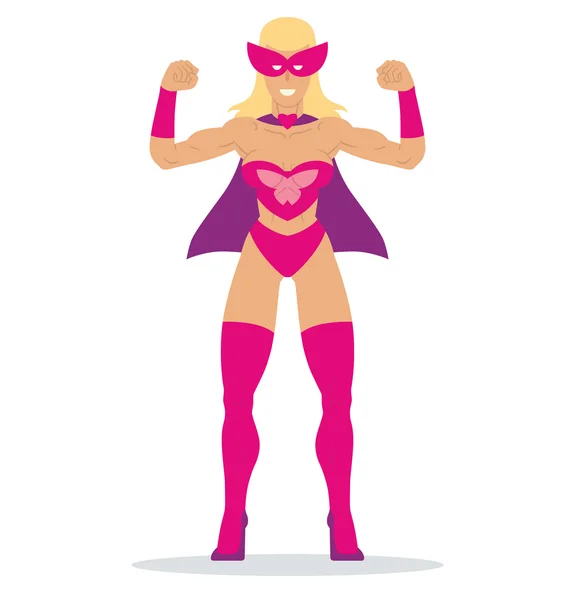 Mulher super-herói em uma máscara rosa — Vetor de Stock