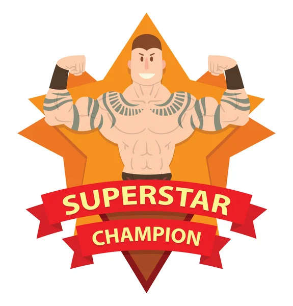 Hvězdný rám, zápasník s tetování — Stockový vektor