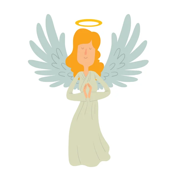 Žena Anděl s rukama složenýma v modlitbě — Stockový vektor