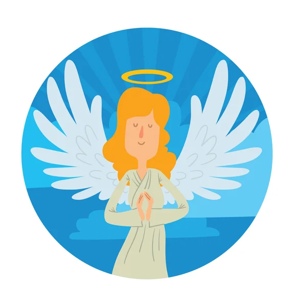 Heaven round frame, female angel with long blond hair — Stock Vector