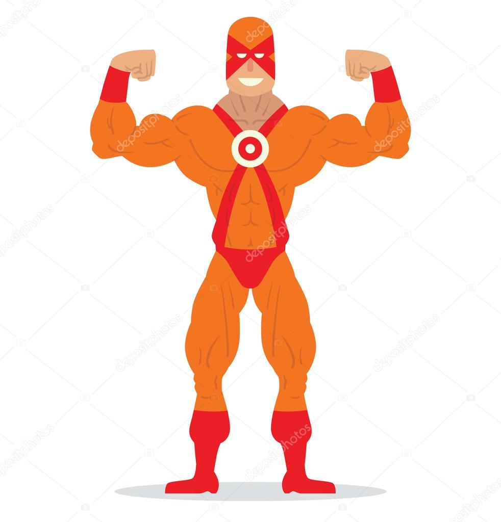 Superhero in orange-red suit