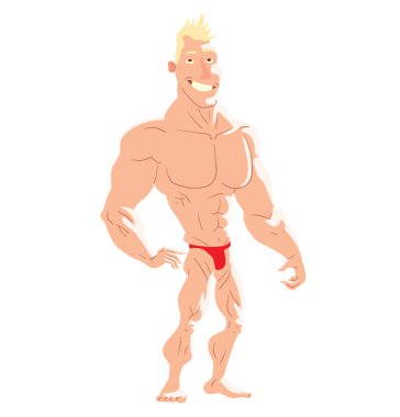 Sahilde kaslı bir adam