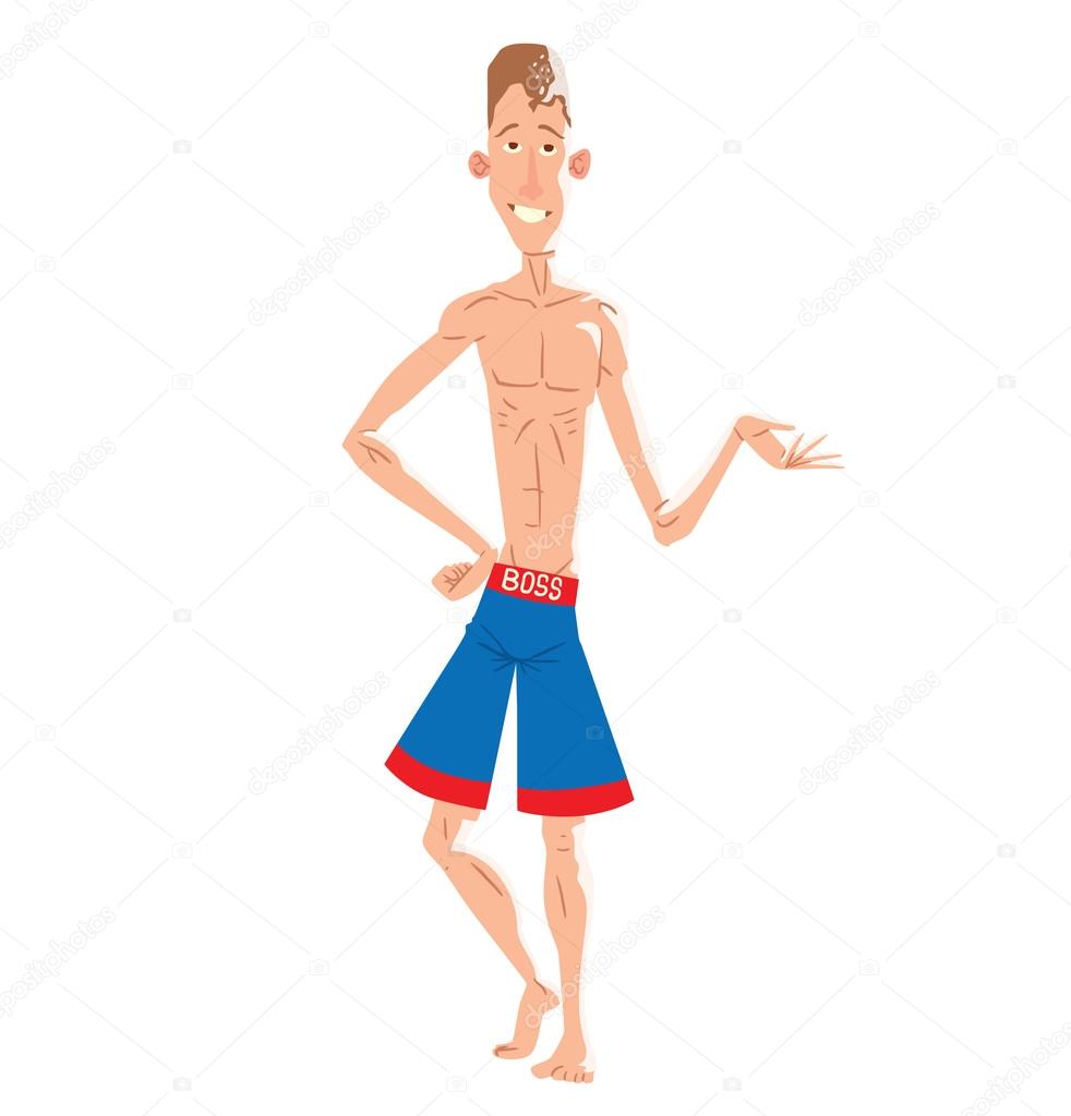 Very thin man on the beach