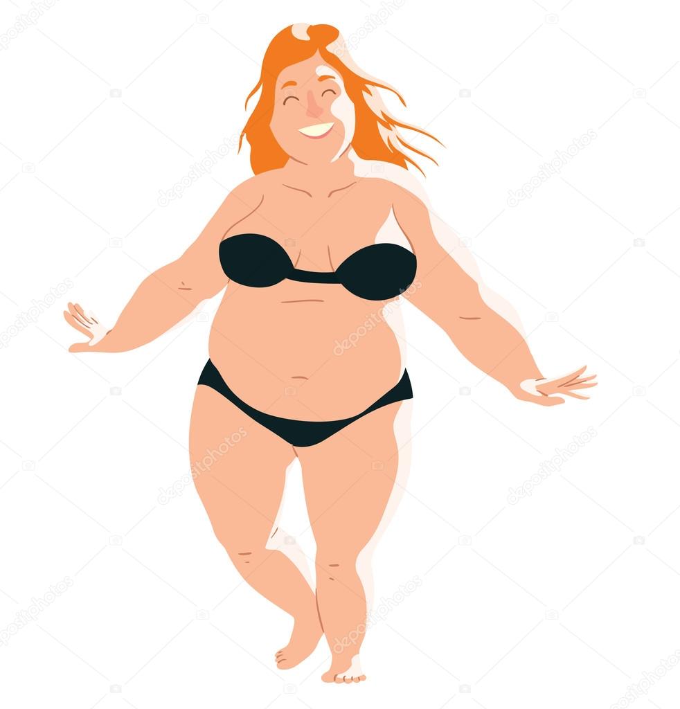 Fat woman on the beach