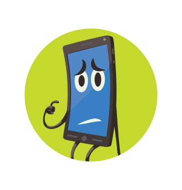 Yuvarlak yeşil çerçeve, rahatsız siyah akıllı telefon