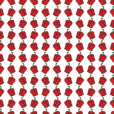 Kırmızı komik karikatür sebze dolmalık biber seamless modeli