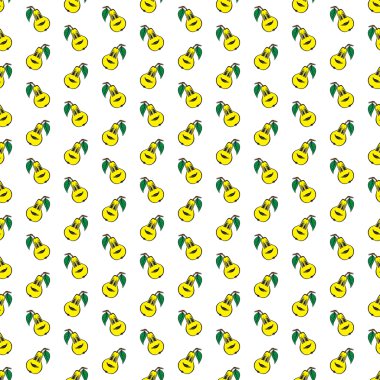 Sarı komik karikatür meyve armut seamless modeli