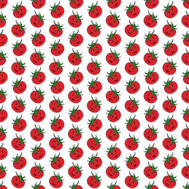 Kırmızı komik karikatür sebze domates seamless modeli