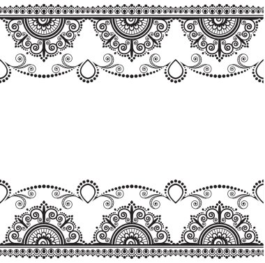 Hint, Mehndi kına line dantel öğesi çiçekli desen beyaz arka plan üzerinde dövme için kart