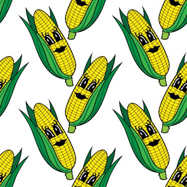 Komik karikatür sebze Mısır seamless modeli