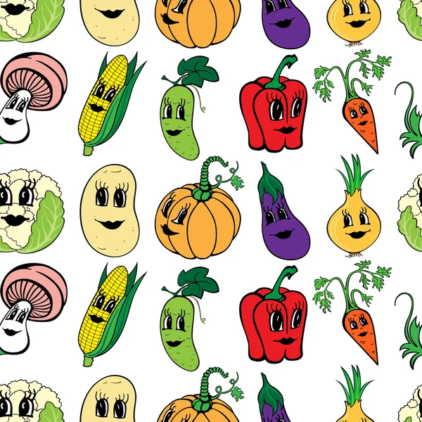 Set of 10 funny cartoon vegetables — Stock Vector