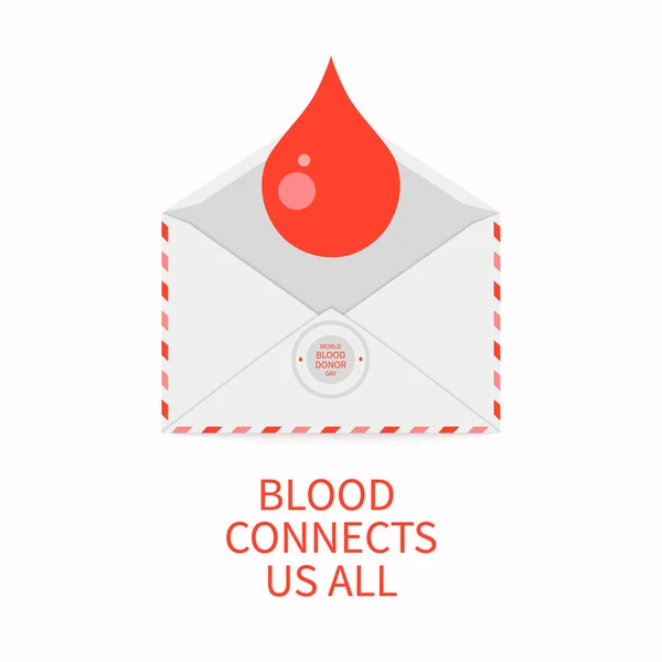 Плакат донорства крові з конвертом — стоковий вектор