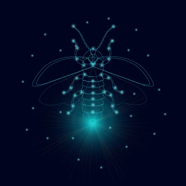 Világító firefly ikon — Stock Vector