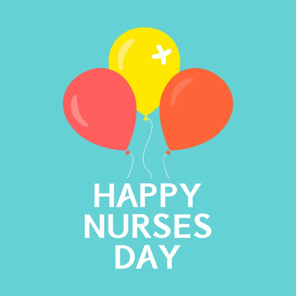 Cartaz de dia de enfermeiras com balões — Vetor de Stock