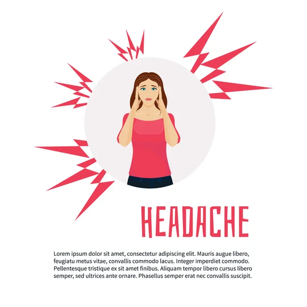 Başı ağrıyan kadın — Stok Vektör