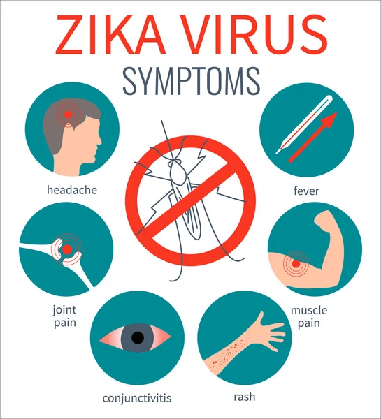 Manifesto dei sintomi del virus Zika — Vettoriale Stock