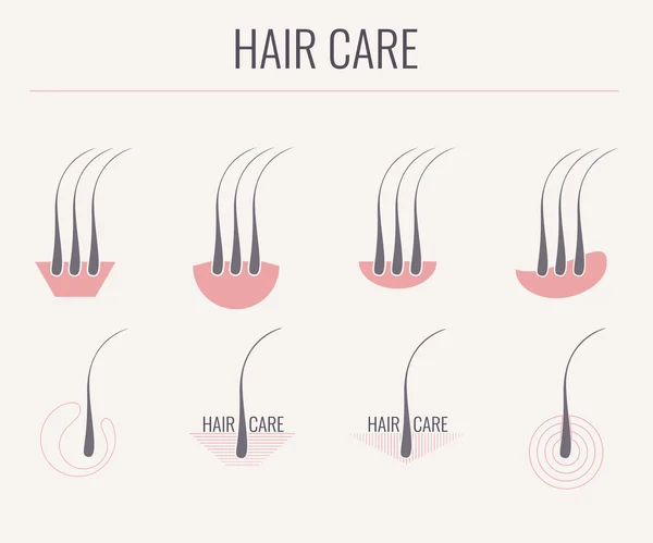 Ikonuppsättning för hårvård. — Stock vektor