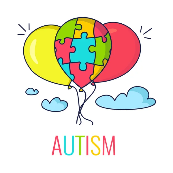 Autism concept with balloons — Stock Vector