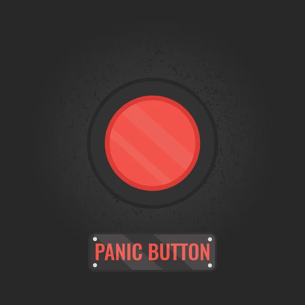 Panic button teken op zwarte achtergrond — Stockvector