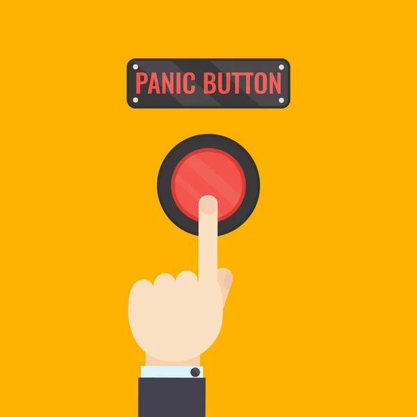 Hand dringende Panic Button — Stockvector