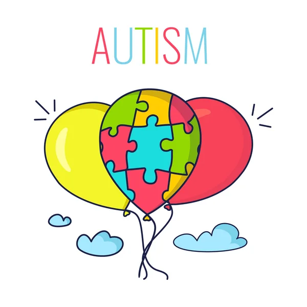 Autism concept with balloons — Stock Vector