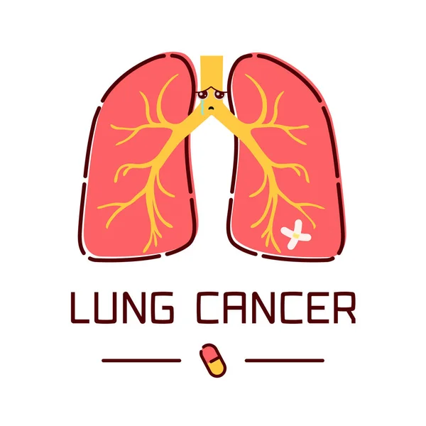 Lung cancer cartoon poster — Image vectorielle