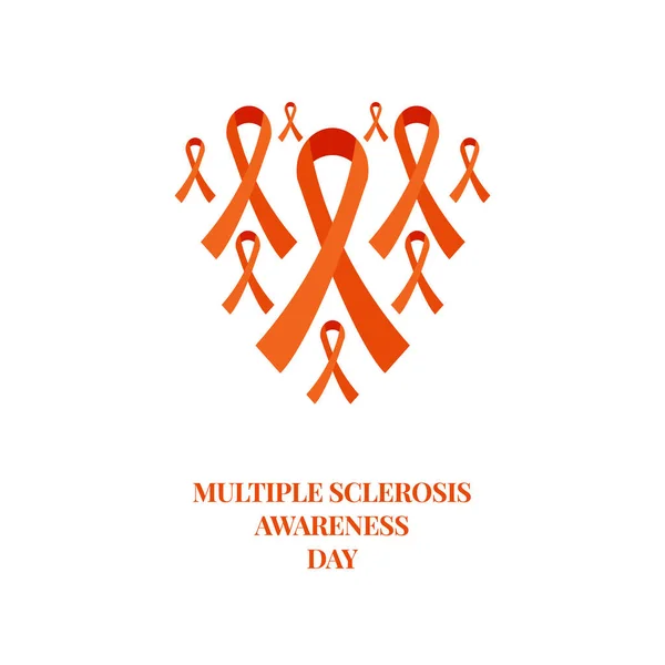 Sclerosis multiplex tudatosság narancs szalag kollekció készlet — Stock Vector