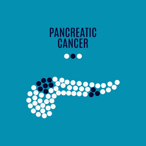 Pancreatitis Cartel Vector Conciencia Con Páncreas Hecho Píldoras Sobre Fondo — Vector de stock