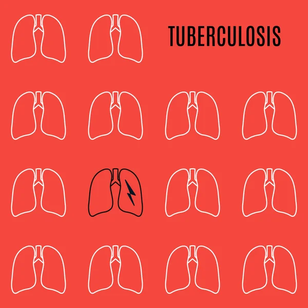 Cartel Sensibilización Sobre Tuberculosis Pulmonar Realizado Estilo Lineal Sobre Fondo — Vector de stock