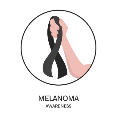 Melanoma cilt kanseri elinde farkındalık kurdelesi